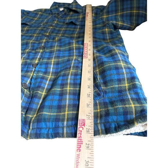Lands End Mens Jacket Medium Traditional Fit Button Down Sherpa Lined Plaid Fall - Picture 6 of 10